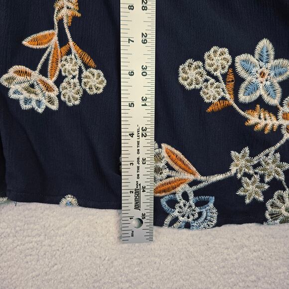 JOA Los Angeles Embroidered Floral Cold Shoulder Dress Womens M Navy Blue NWT* - Picture 10 of 14